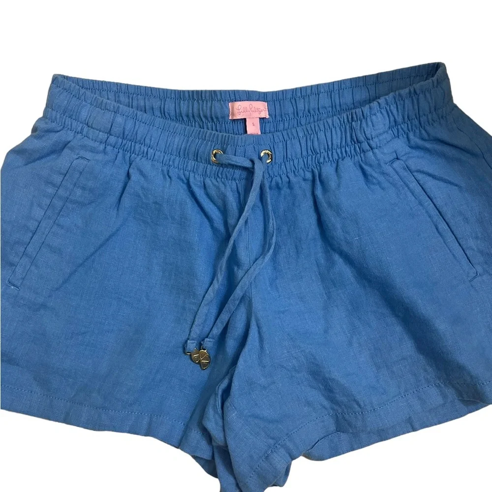 Lilly Pulitzer Baybreeze Linen Shorts Beckon Blue Size Small - Picture 4 of 8